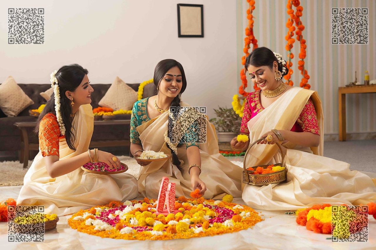 kerala women flowers